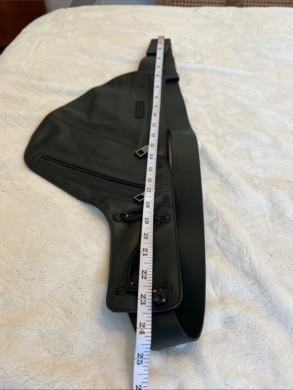 Z Zegna Black luxury leather Men's adjustable Belt Bag with Multi-Zip Front - Picture 14 of 16